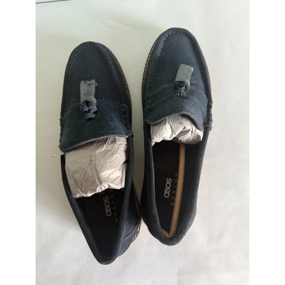 ASOS DESIGN tassel‎ loafers in Navy Suede Mens 9.5 NEW